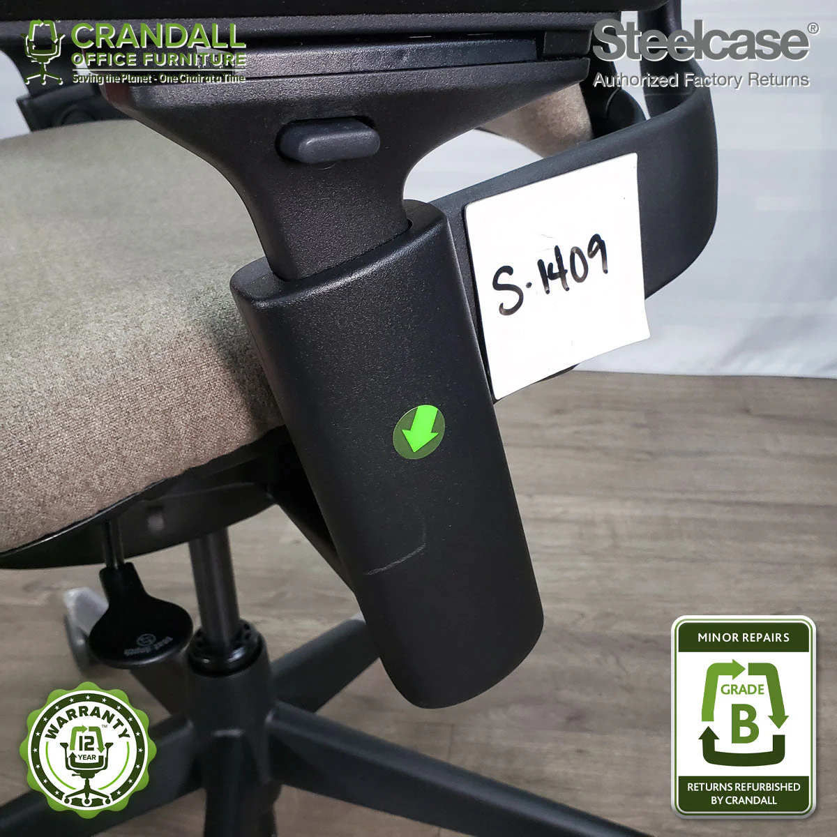 S-1409 - Steelcase V2 Leap  - Grade B - Image 3
