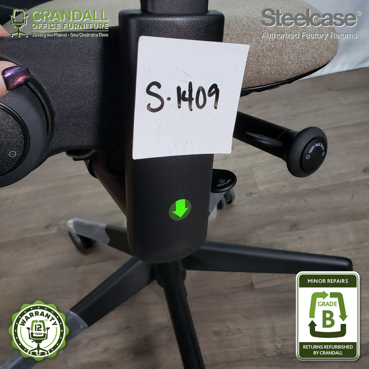 S-1409 - Steelcase V2 Leap  - Grade B - Image 4