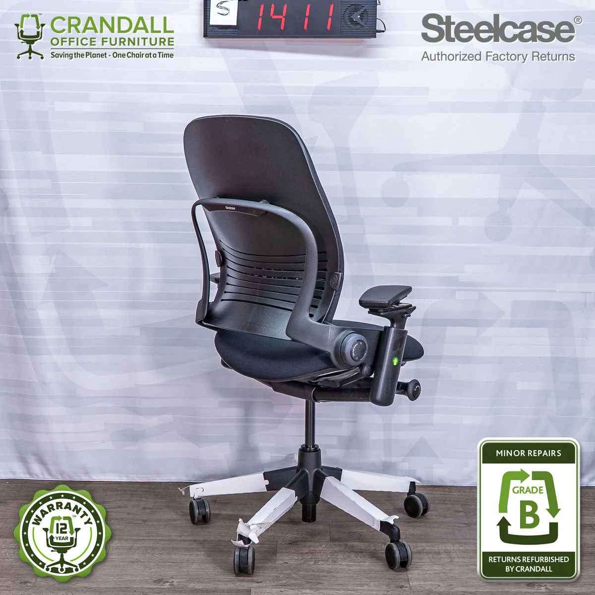 S-1411 - Steelcase V2 Leap  - Grade B - Image 2