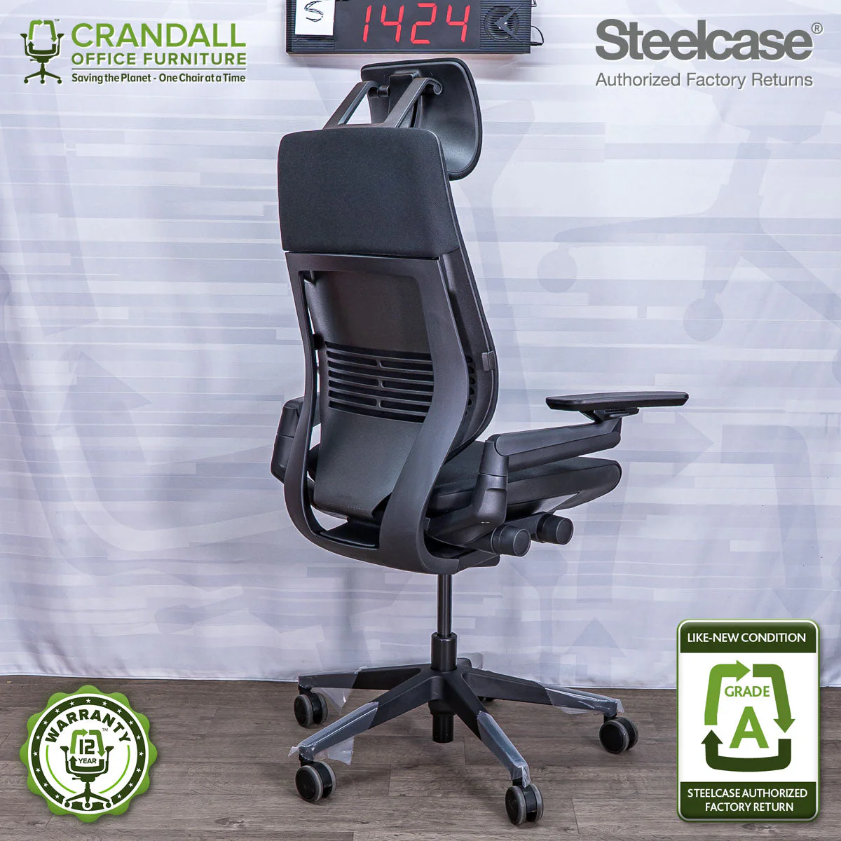 S-1424 - Steelcase Gesture with Headrest - Grade A - Image 2
