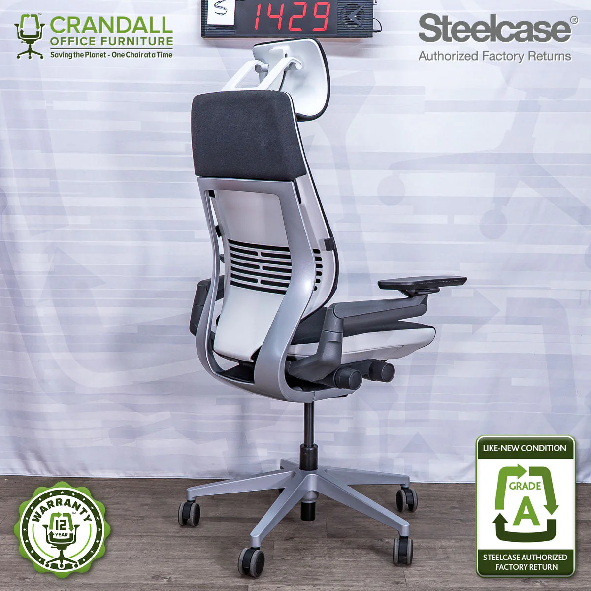 S-1429 - Steelcase Gesture with Headrest  - Grade A - Image 2