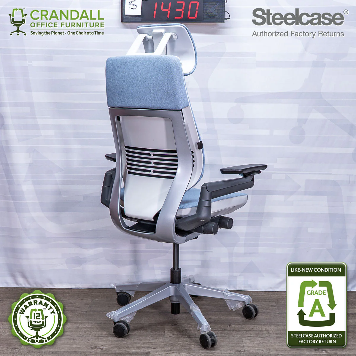 S-1430 - Steelcase Gesture with Headrest  - Grade A - Image 2