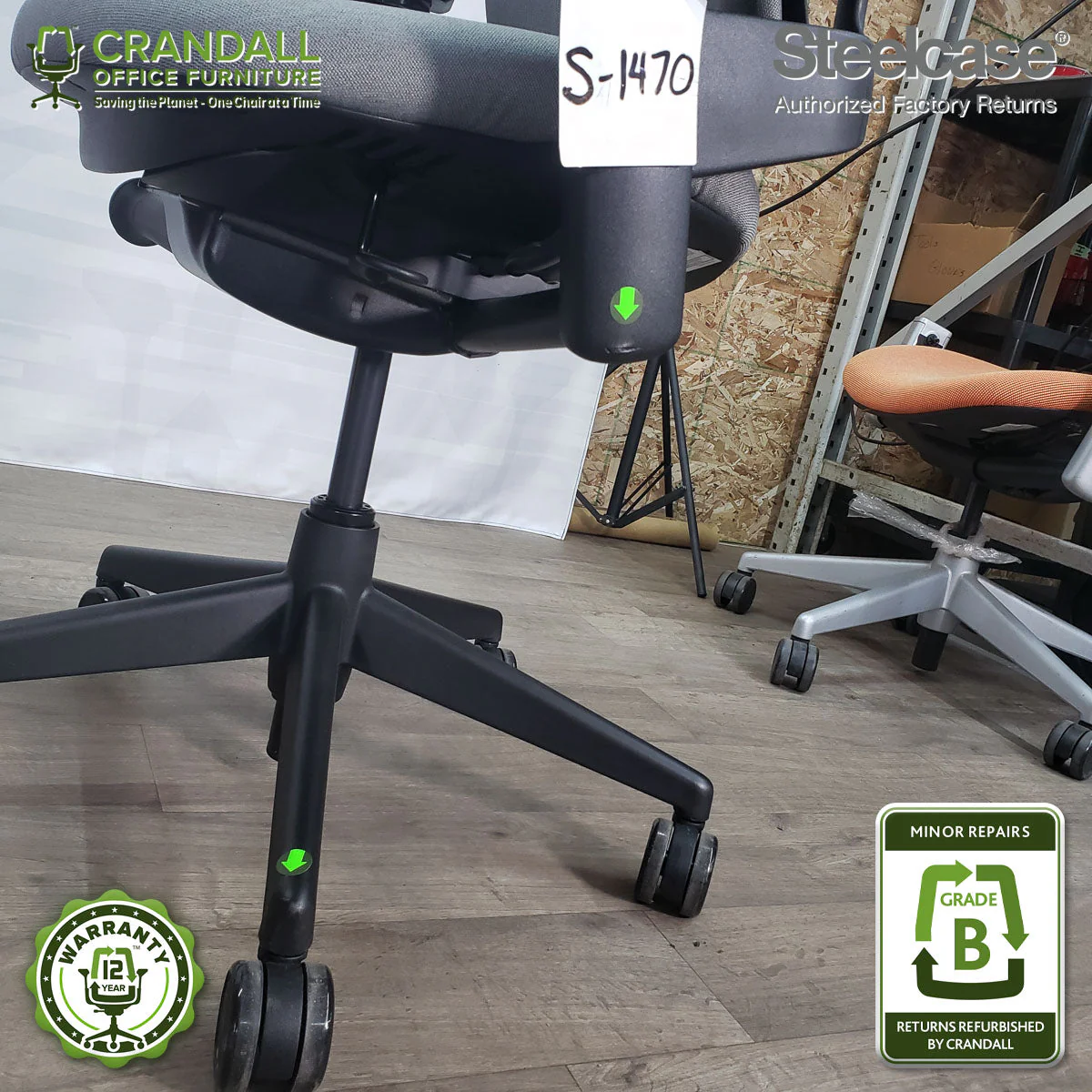 S-1470 - Steelcase V2 Leap  - Grade B - Image 3