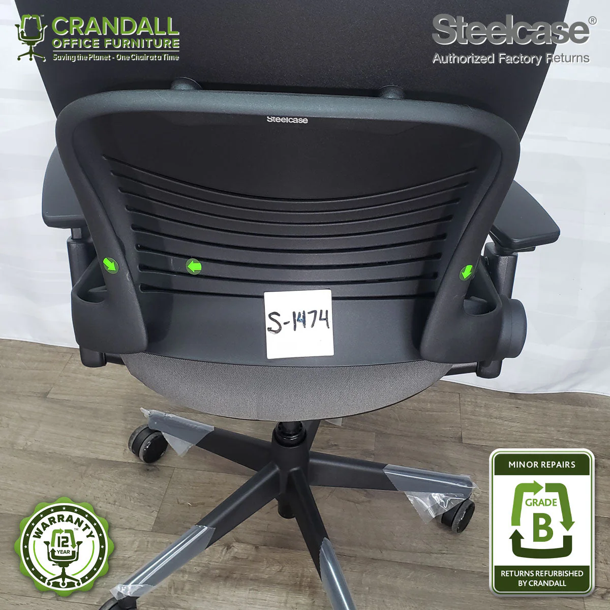 S-1474 - Steelcase V2 Leap  - Grade B - Image 3