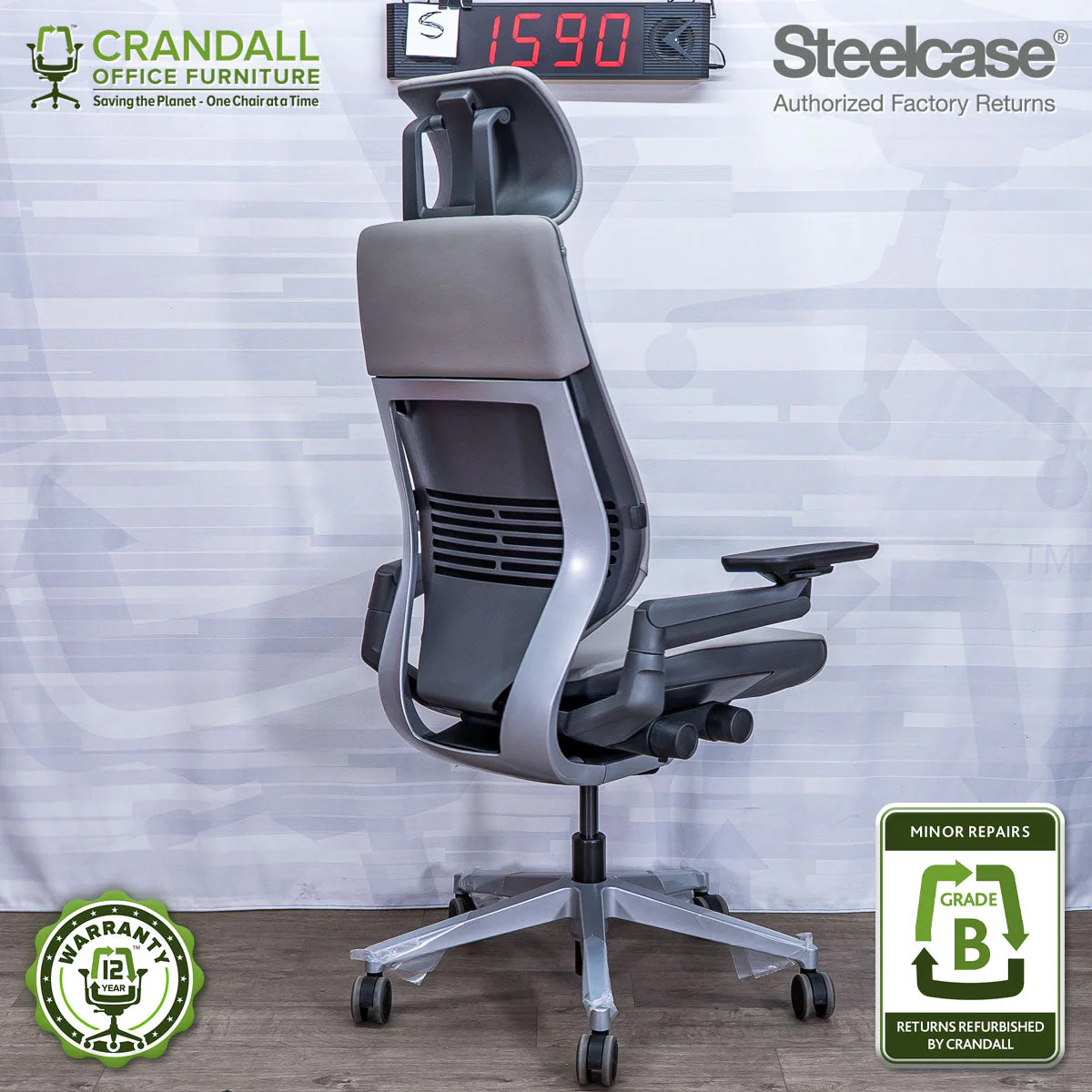 S-1590 - Steelcase Gesture with Headrest  - Grade B - Image 2