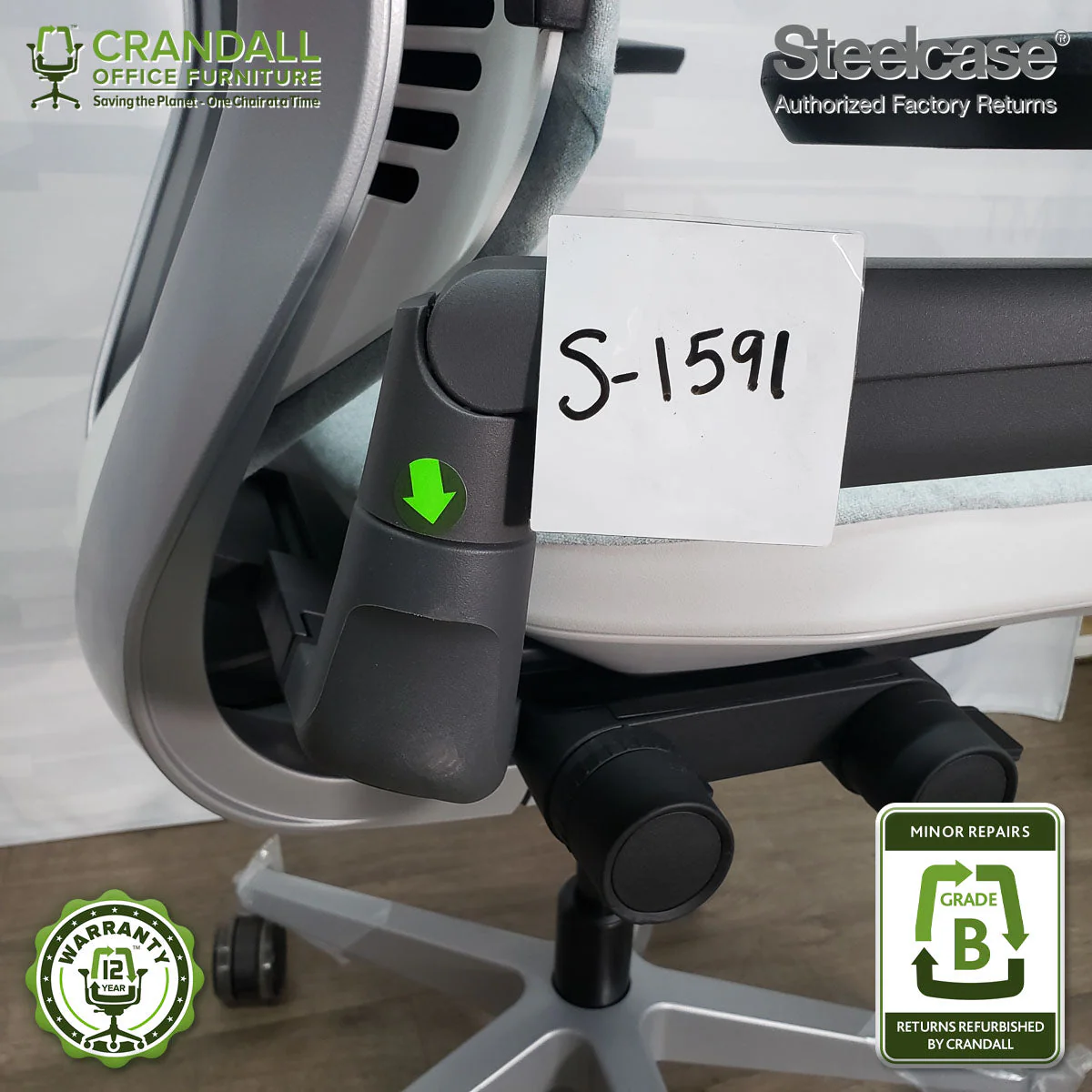 S-1591 - Steelcase Gesture with Headrest  - Grade B - Image 3