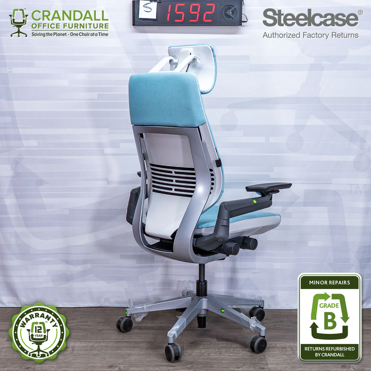 S-1592 - Steelcase Gesture with Headrest - Grade B - Image 2