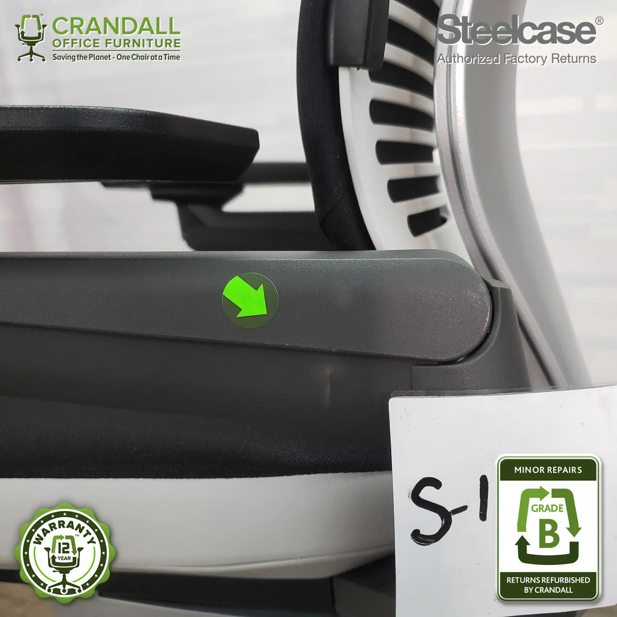 S-1601 - Steelcase Gesture with Headrest - Grade B - Image 3