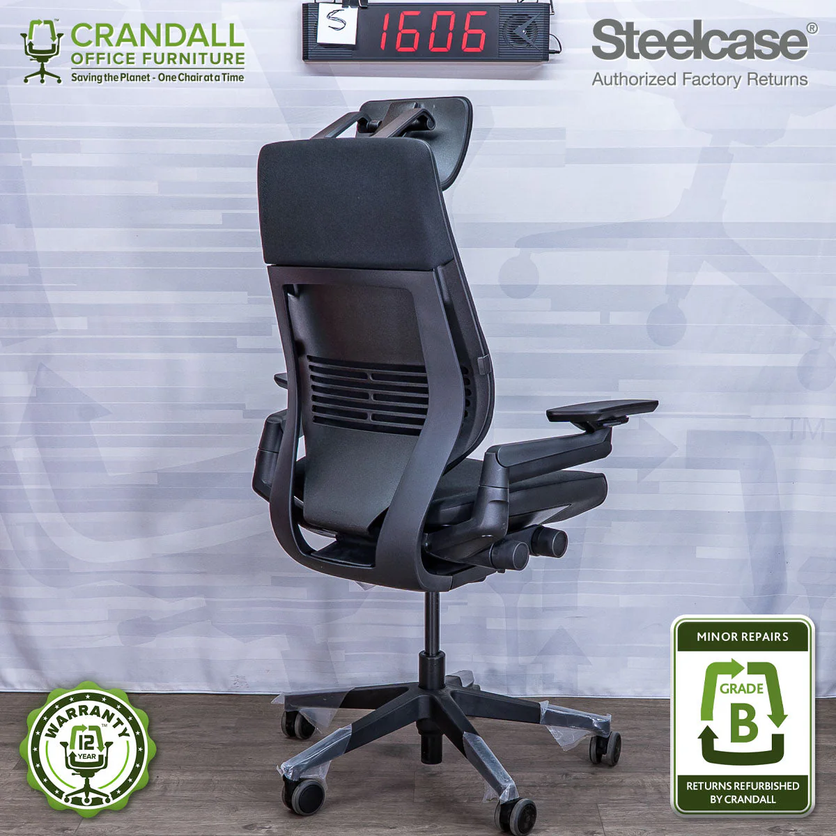 S-1606 - Steelcase Gesture with Headrest - Grade B - Image 2