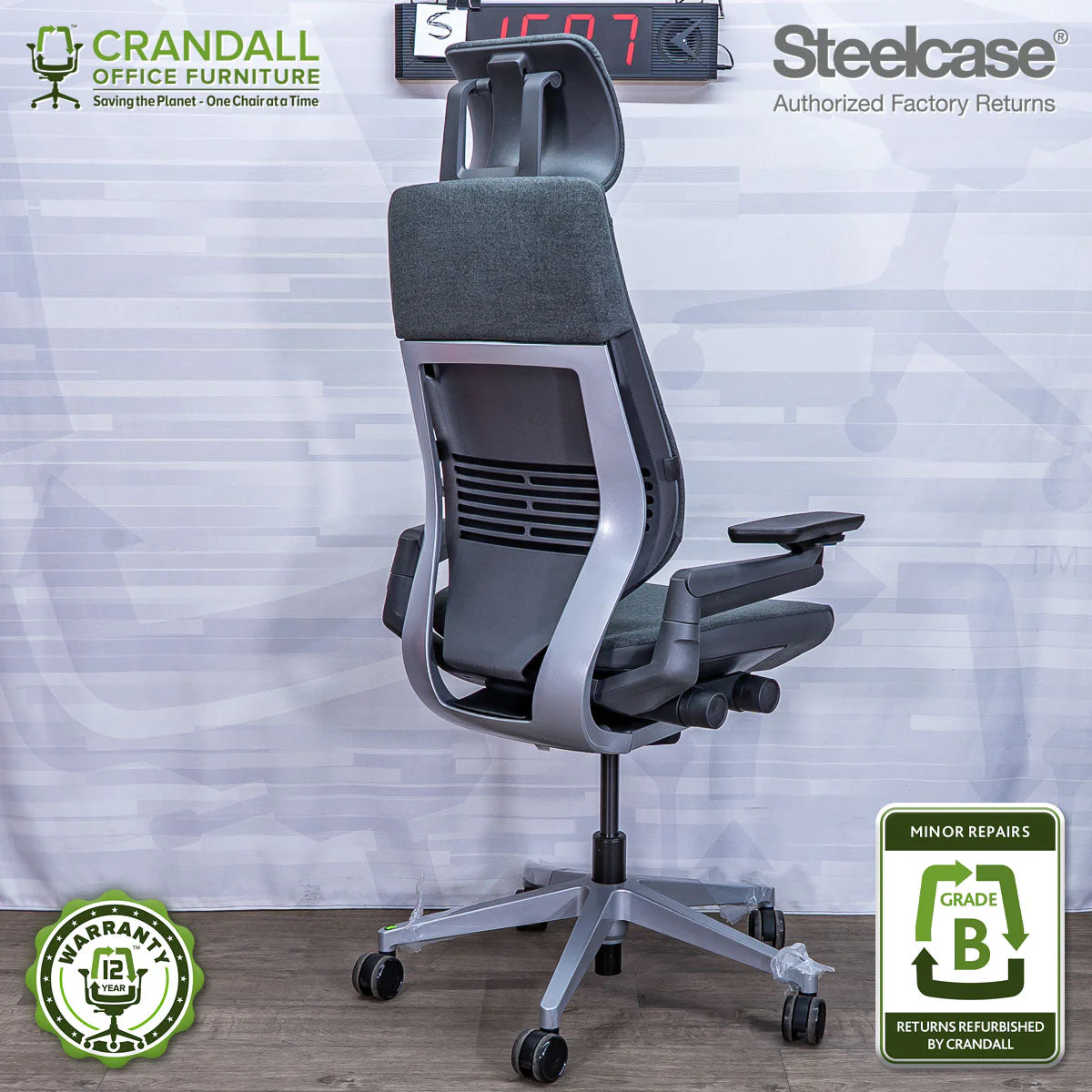S-1607 - Steelcase Gesture with Headrest - Grade B - Image 2