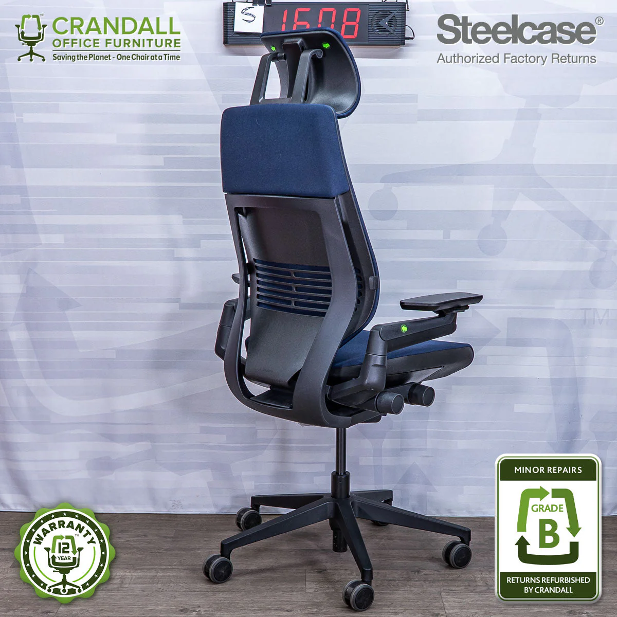 S-1608 - Steelcase Gesture with Headrest - Grade B - Image 2