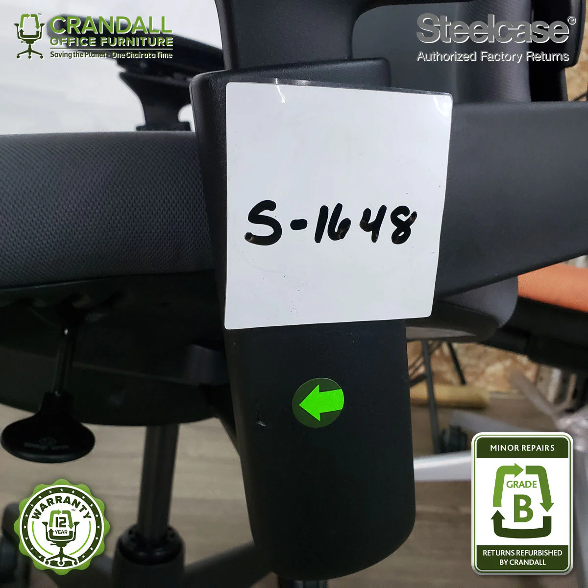 S-1648 - Steelcase V2 Leap  - Grade B - Image 3