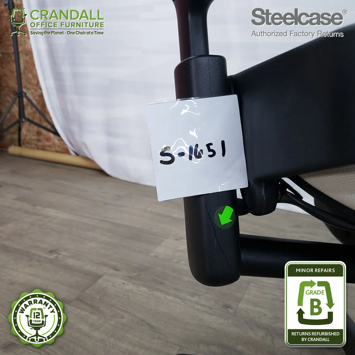 S-1651 - Steelcase V2 Leap  - Grade B - Image 3
