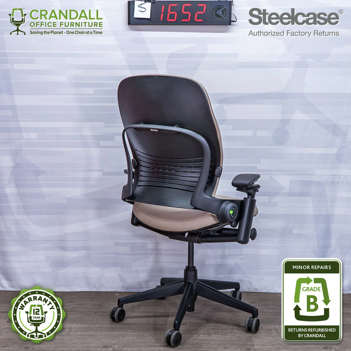 S-1652 - Steelcase V2 Leap  - Grade B - Image 2