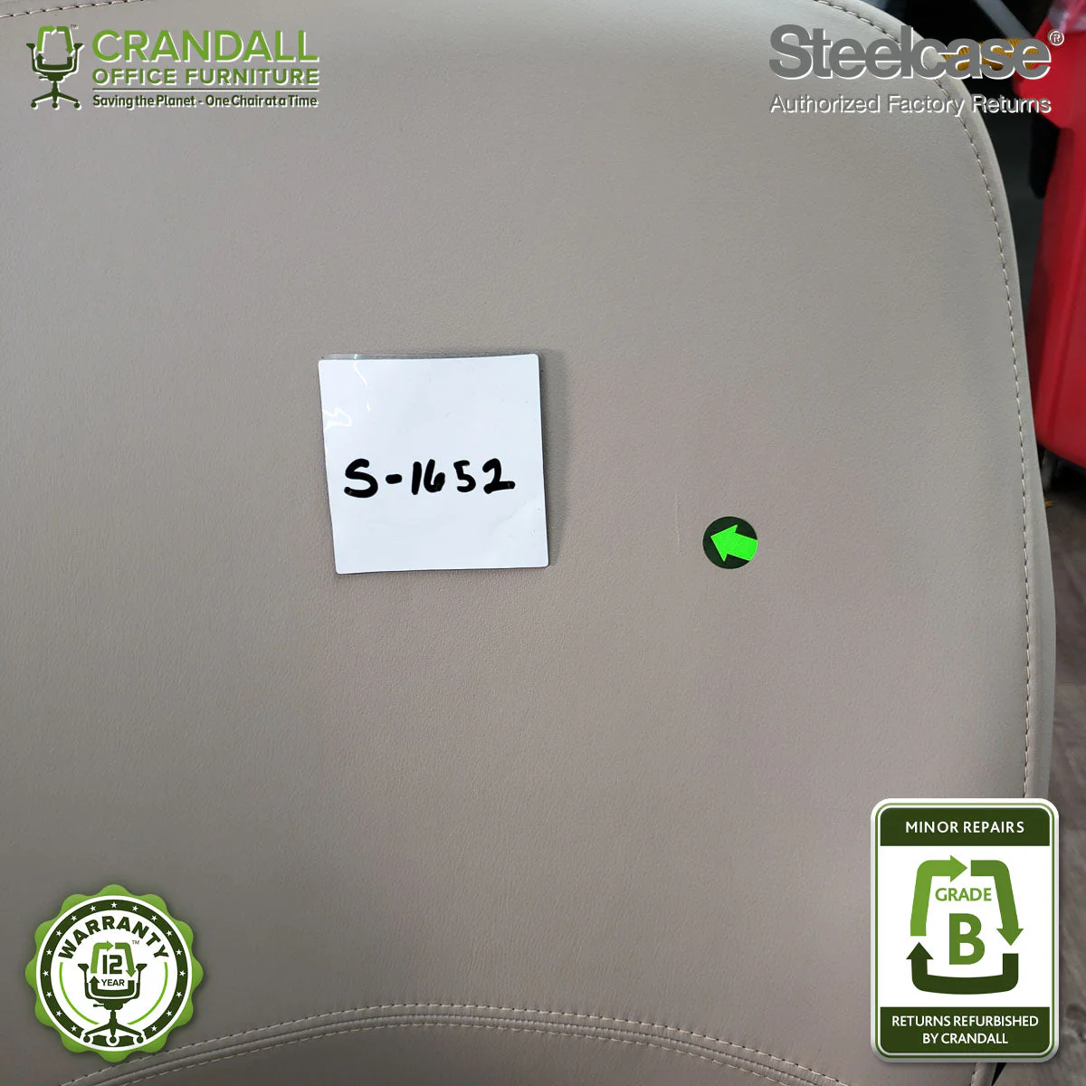 S-1652 - Steelcase V2 Leap  - Grade B - Image 3