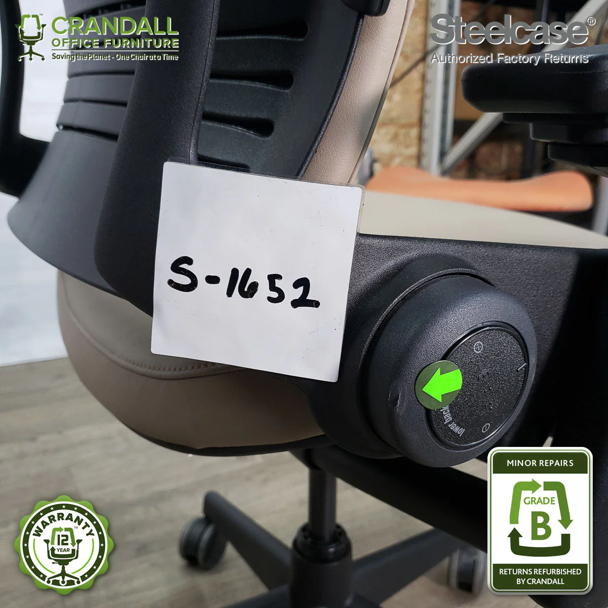 S-1652 - Steelcase V2 Leap  - Grade B - Image 4