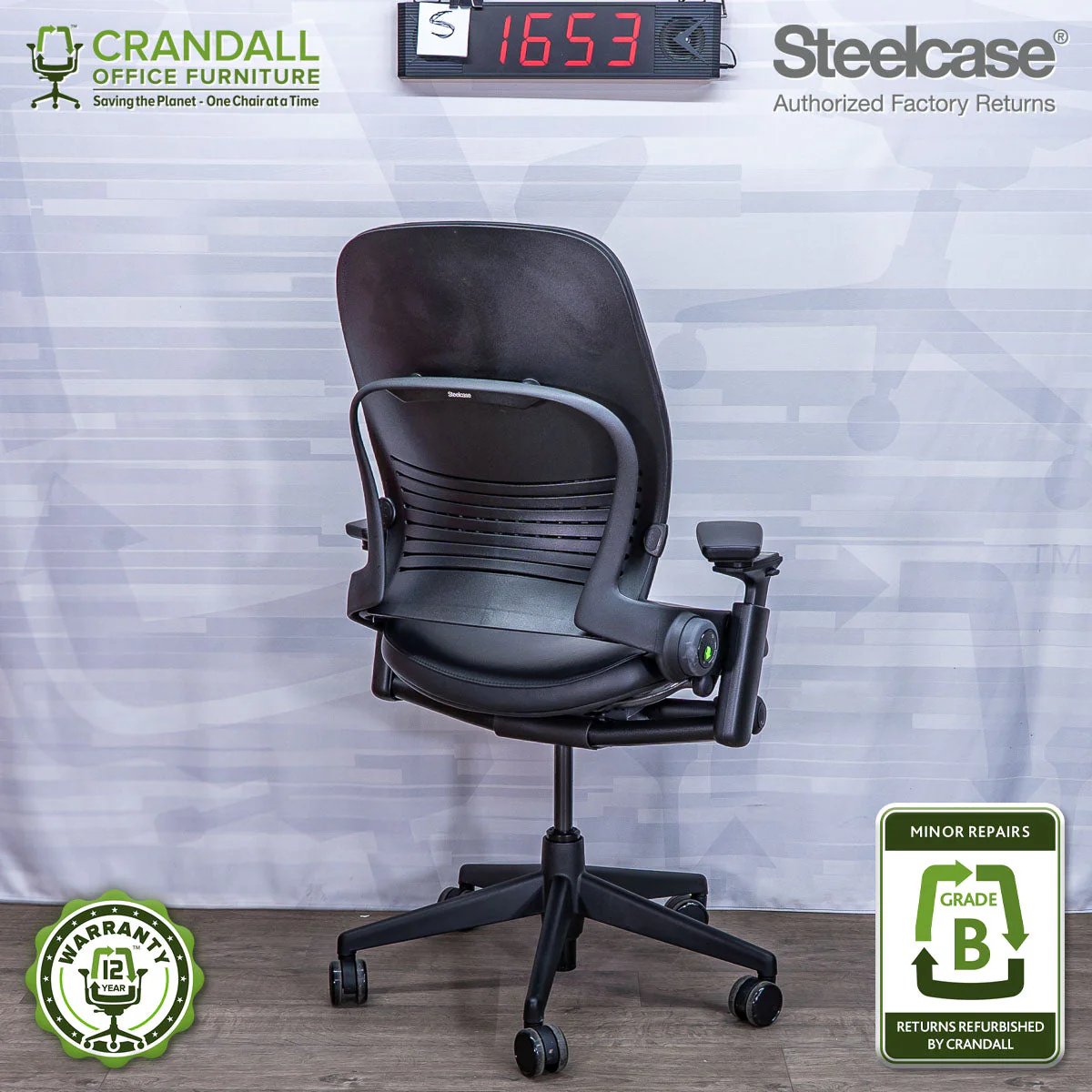 S-1653 - Steelcase V2 Leap - Grade B - Image 2