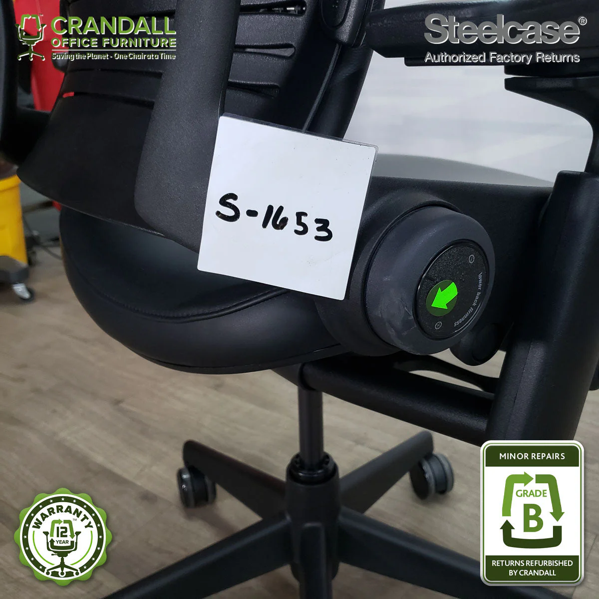 S-1653 - Steelcase V2 Leap - Grade B - Image 3