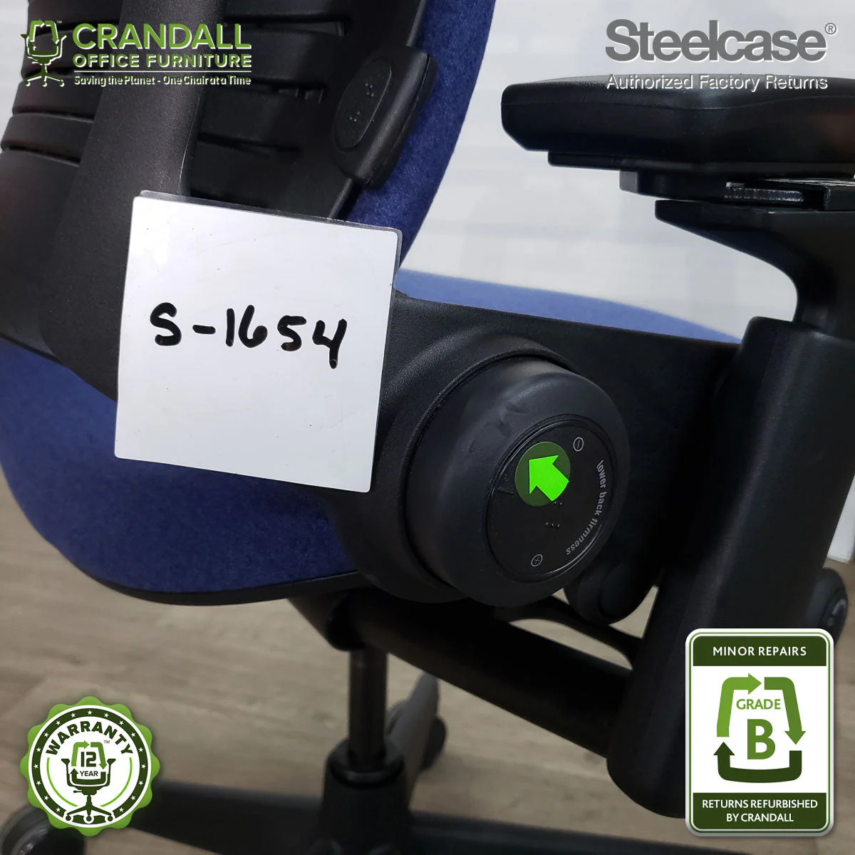 S-1654 - Steelcase V2 Leap  - Grade B - Image 3