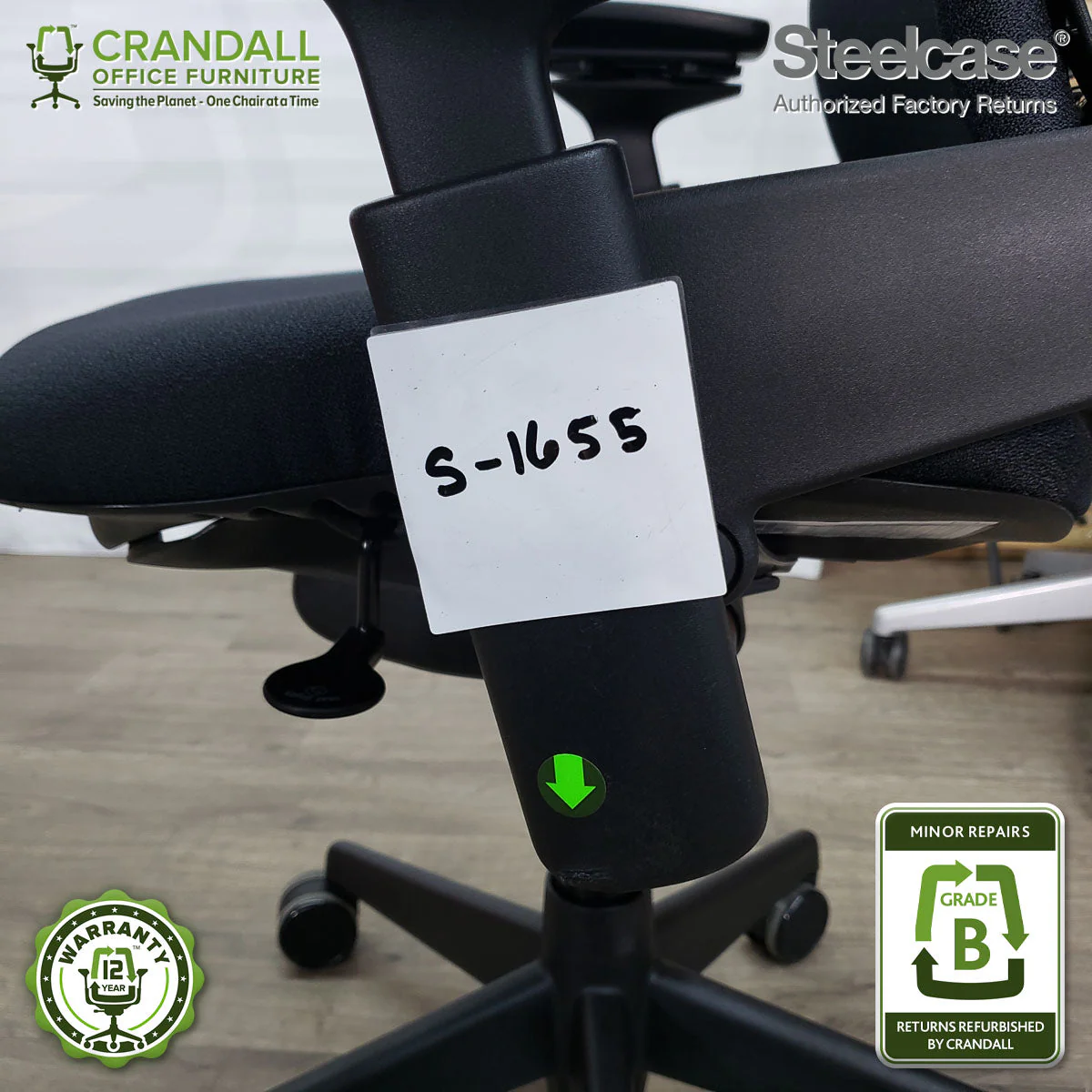 S-1655 - Steelcase V2 Leap  - Grade B - Image 3