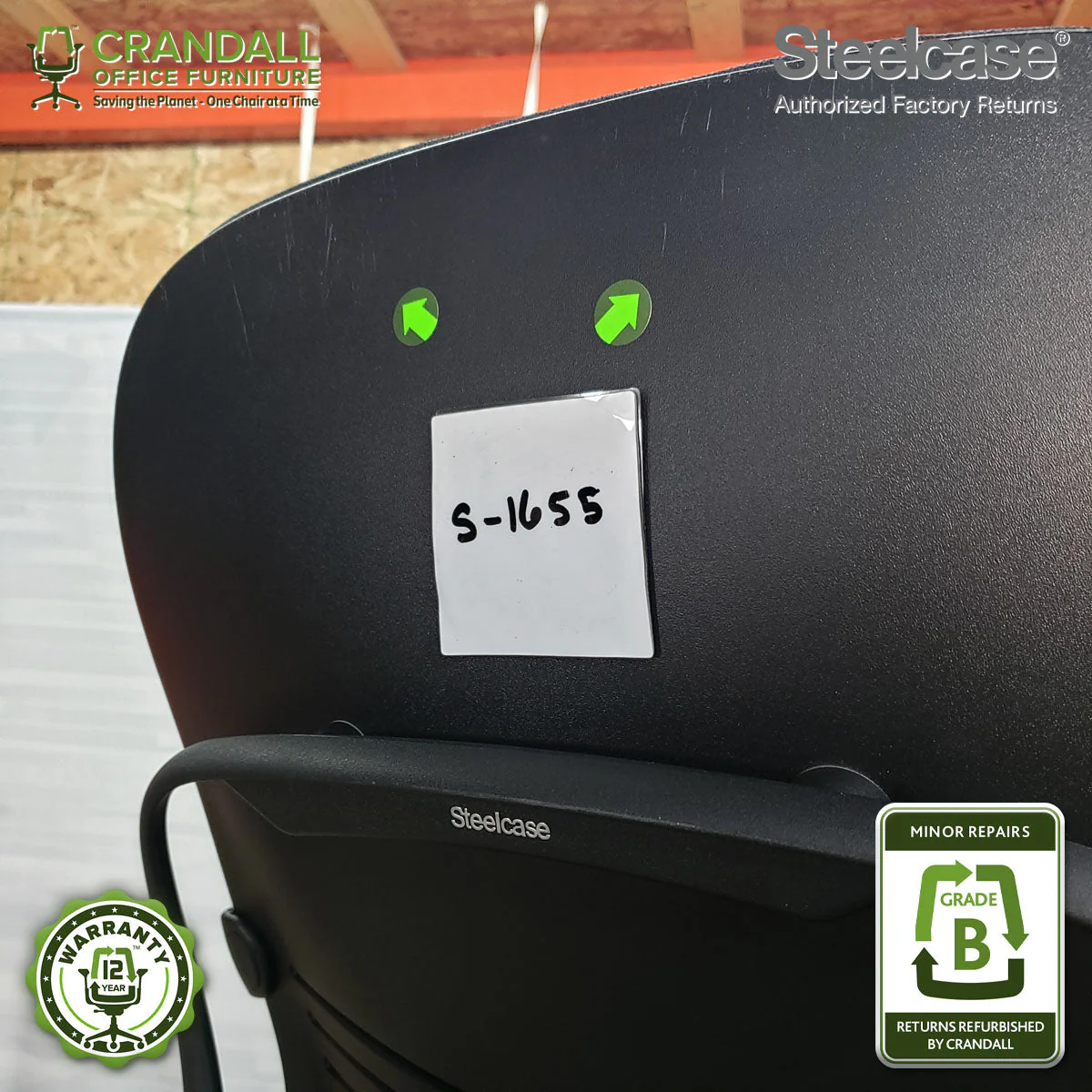 S-1655 - Steelcase V2 Leap  - Grade B - Image 4