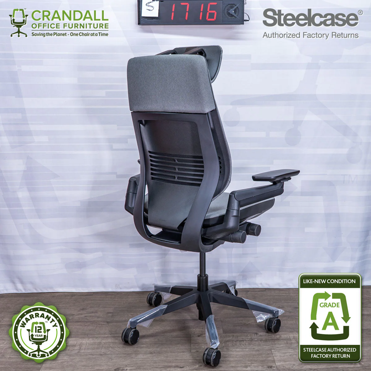 S-1716 - Steelcase Gesture with Headrest - Grade A - Image 2