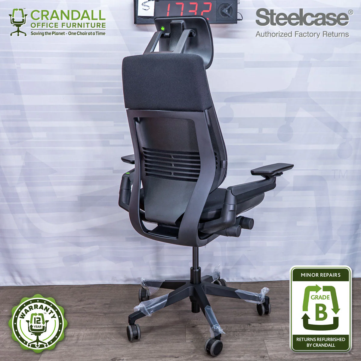 S-1732 - Steelcase Gesture with Headrest - Grade B - Image 2