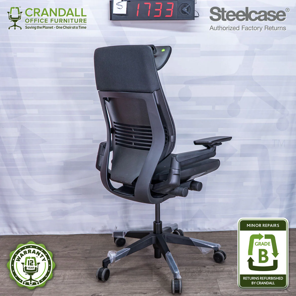 S-1733 - Steelcase Gesture with Headrest - Grade B - Image 2