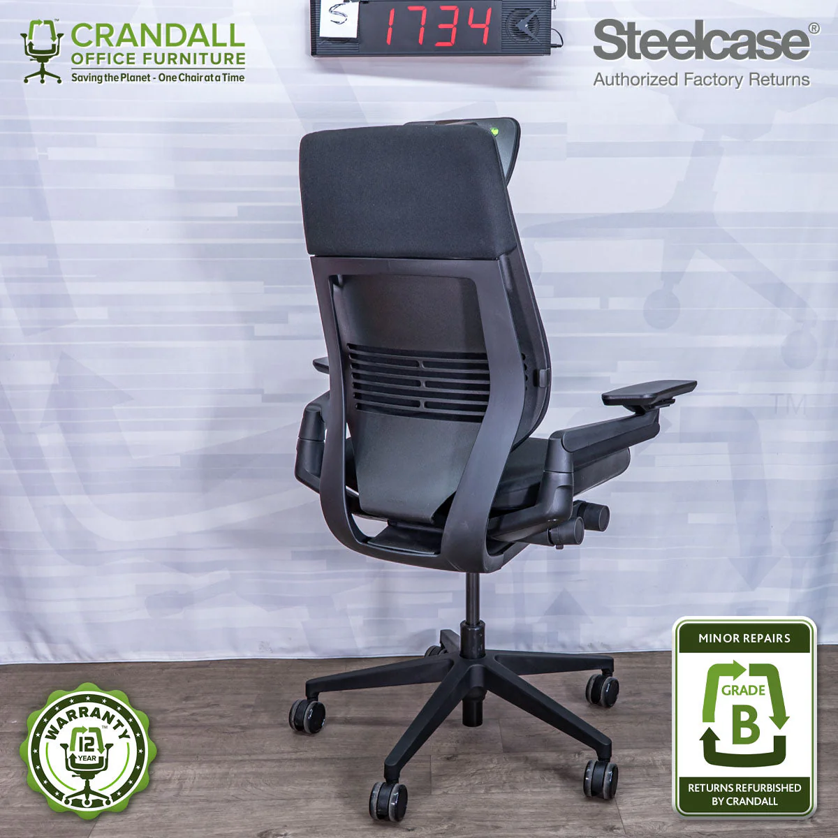 S-1734 - Steelcase Gesture with Headrest - Grade B - Image 2