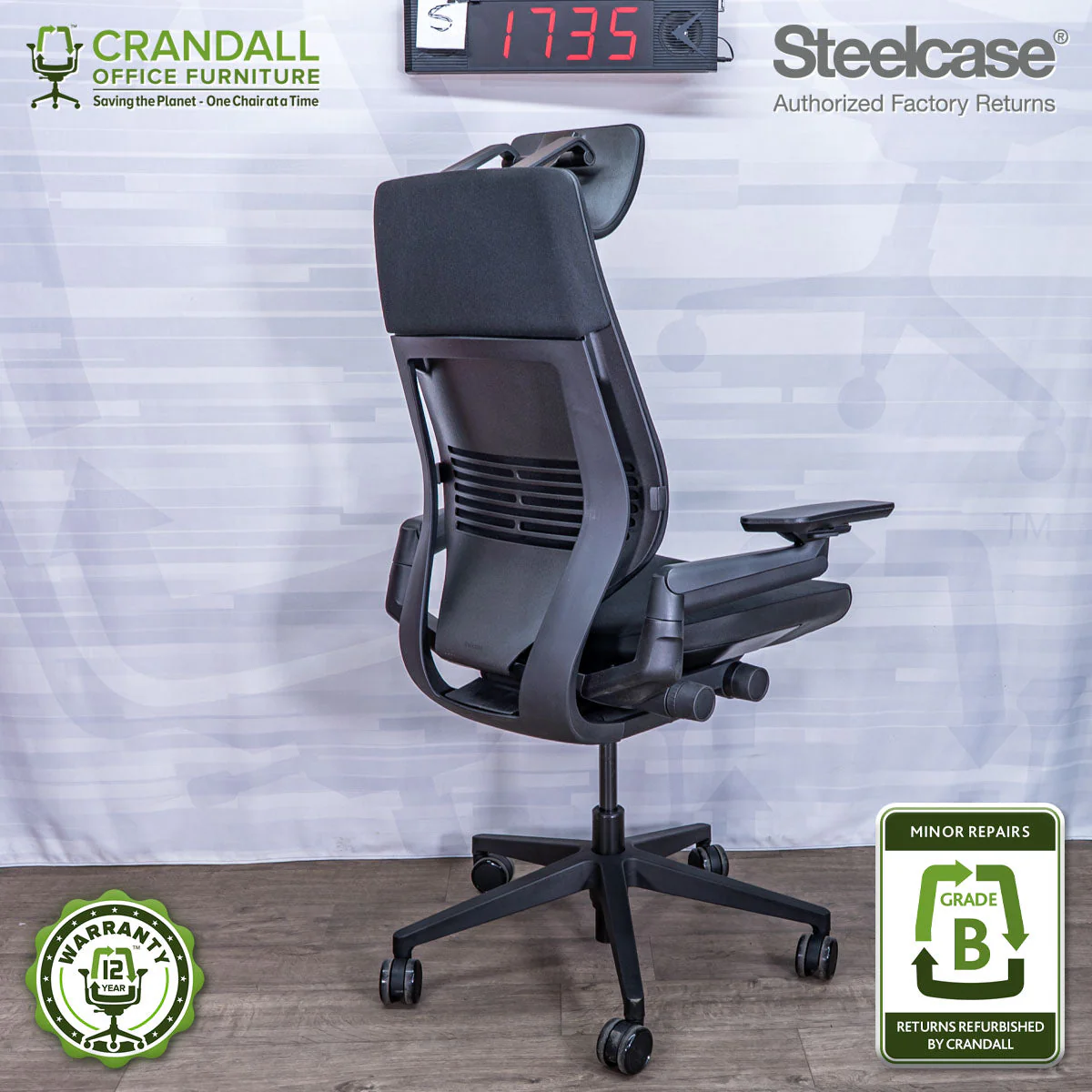 S-1735 - Steelcase Gesture with Headrest - Grade B - Image 2