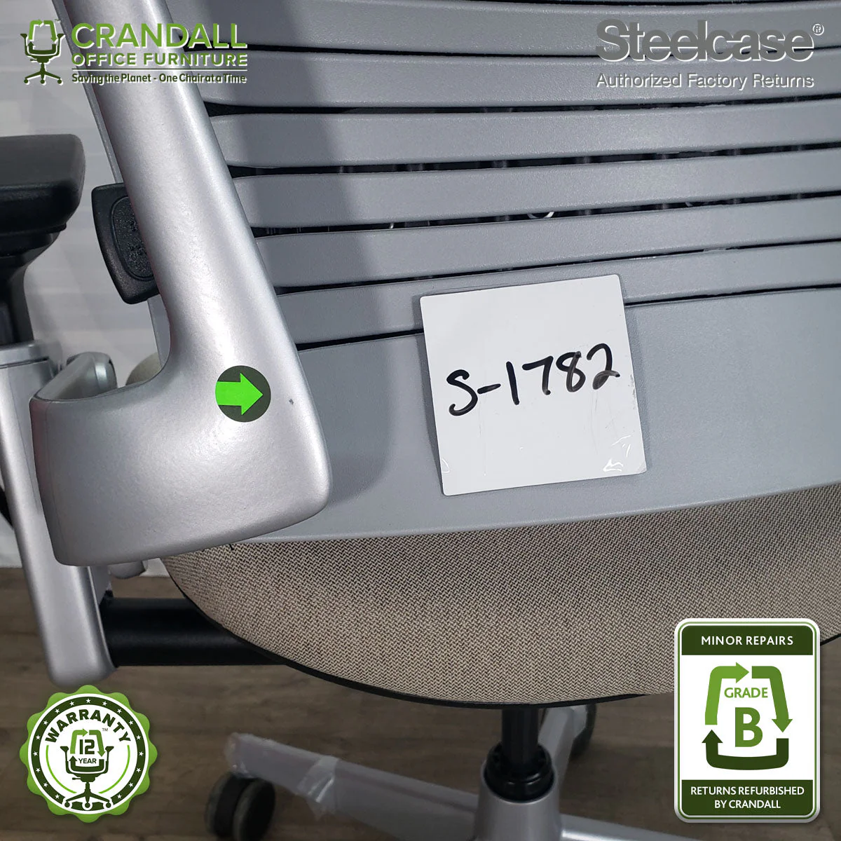 S-1782 - Steelcase V2 Leap - Grade B - Image 3