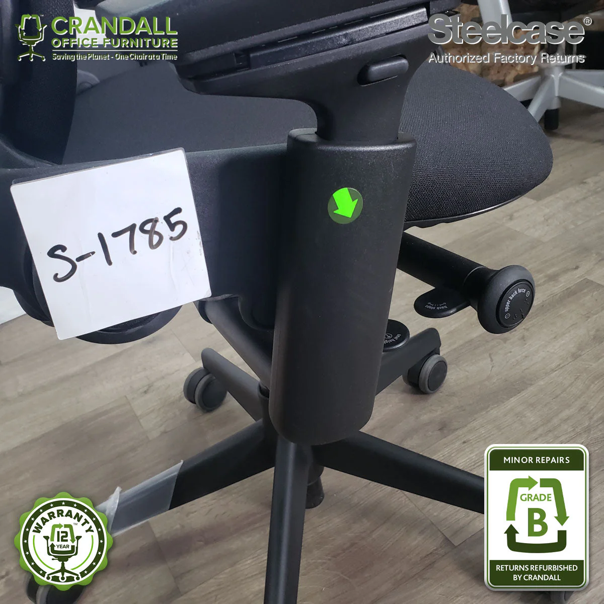 S-1785 - Steelcase V2 Leap - Grade B - Image 3