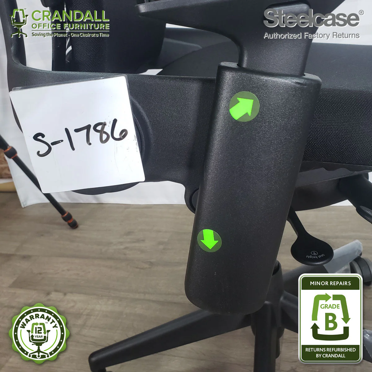 S-1786 - Steelcase V2 Leap - Grade B - Image 3