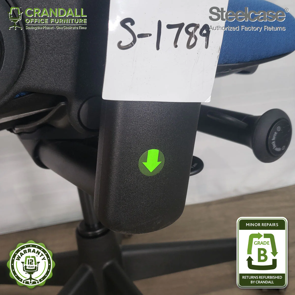 S-1789 - Steelcase V2 Leap - Grade B - Image 3