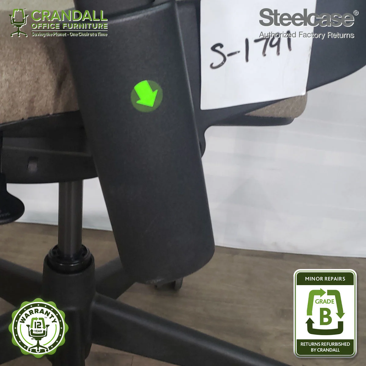 S-1791 - Steelcase V2 Leap - Grade B - Image 3