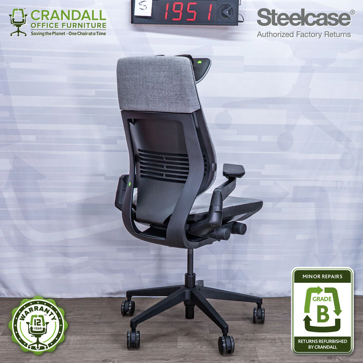 S-1951 - Steelcase Gesture with Headrest - Grade B - Image 2