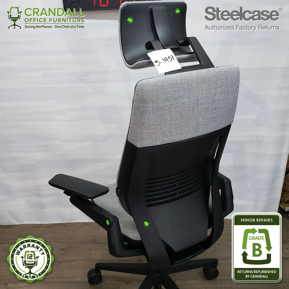 S-1951 - Steelcase Gesture with Headrest - Grade B - Image 3