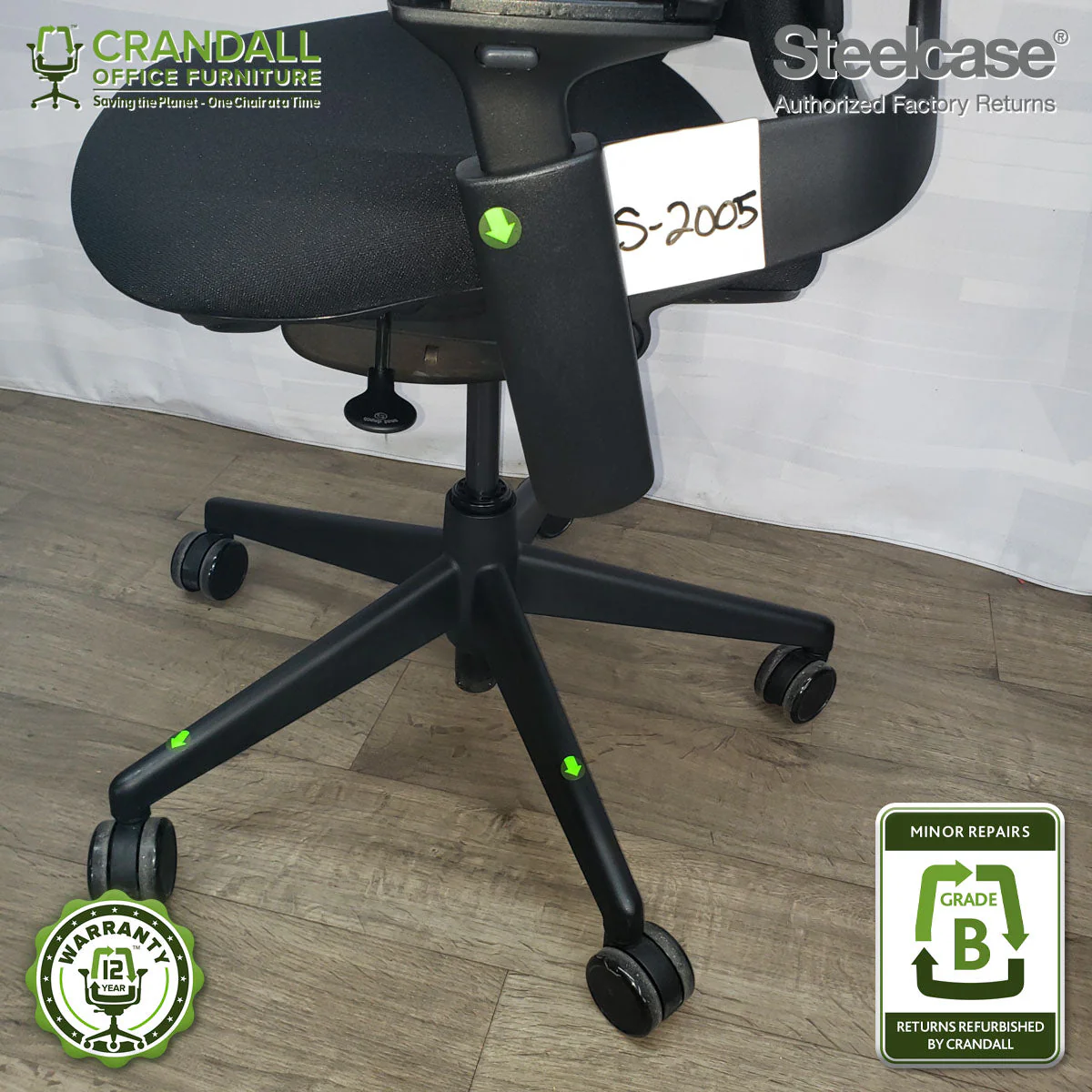 S-2005 - Steelcase V2 Leap - Grade B - Image 3