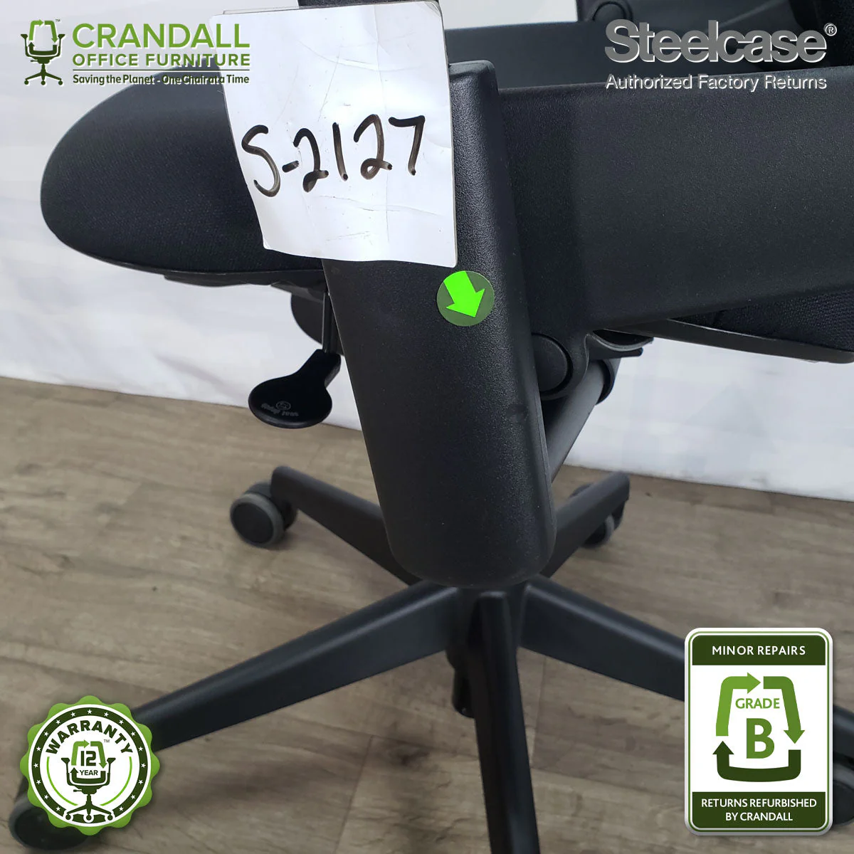 S-2127 - Steelcase V2 Leap - Grade B - Image 3