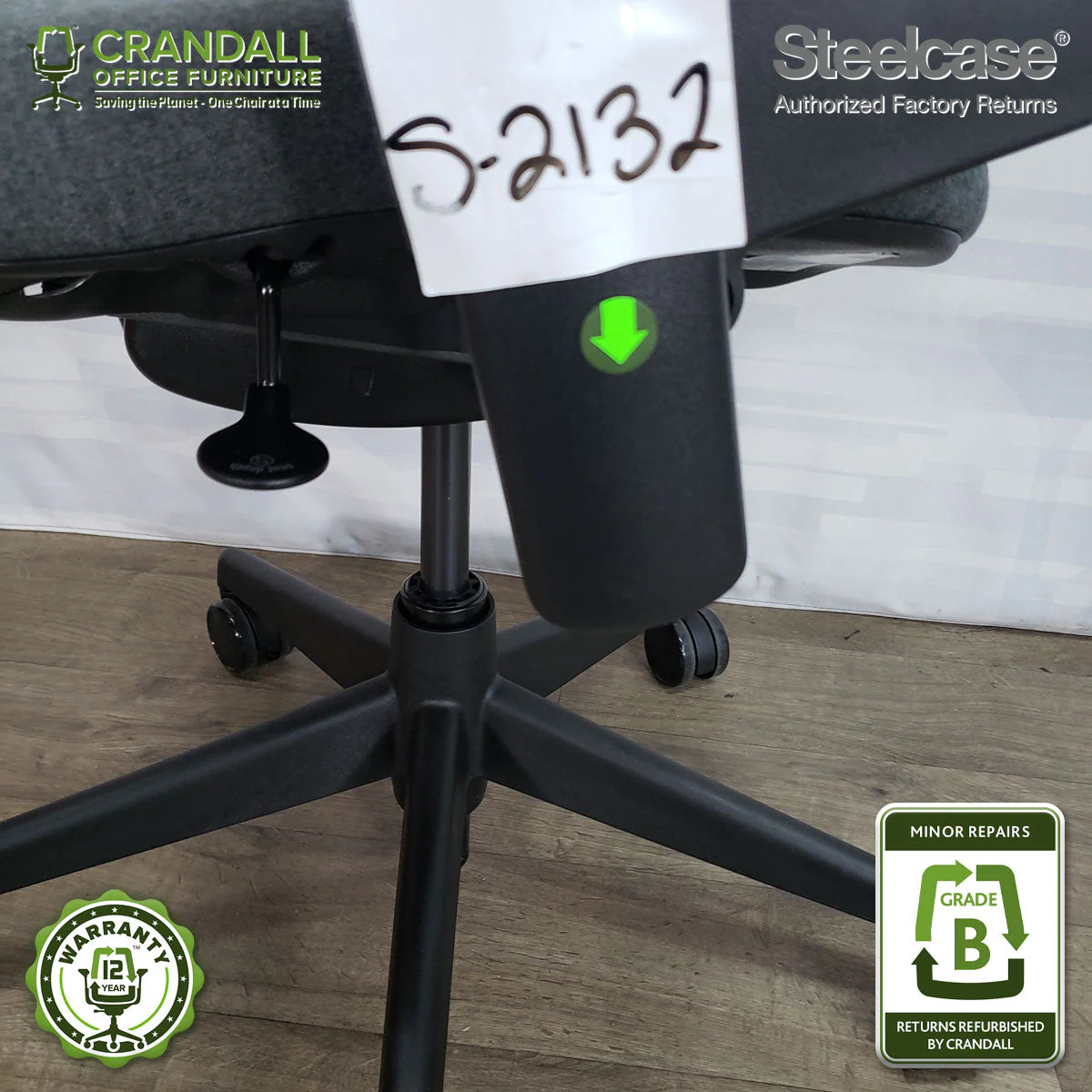 S-2132 - Steelcase V2 Leap - Grade B - Image 3