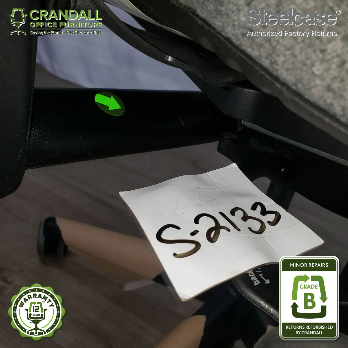 S-2133 - Steelcase V2 Leap - Grade B - Image 3