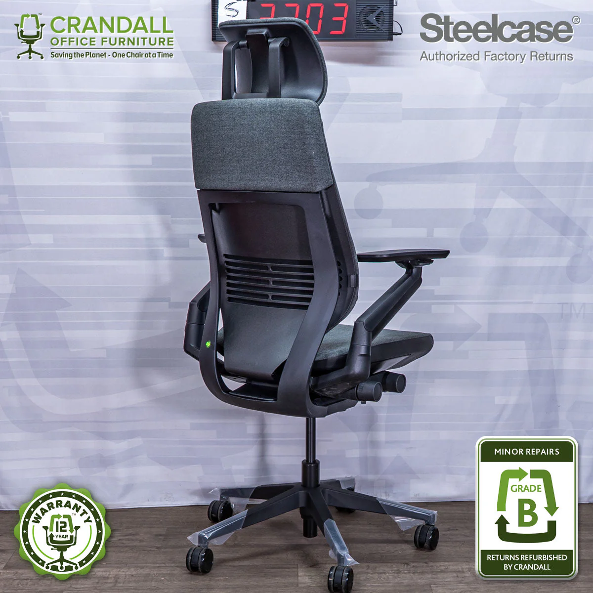 S-2203 - Steelcase Gesture with Headrest - Grade B - Image 2