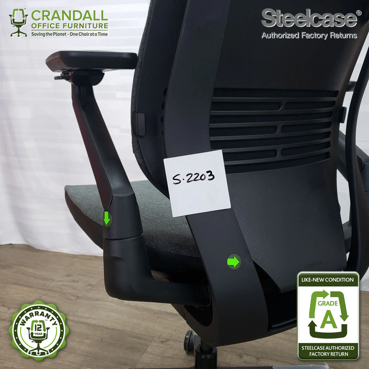 S-2203 - Steelcase Gesture with Headrest - Grade B - Image 3