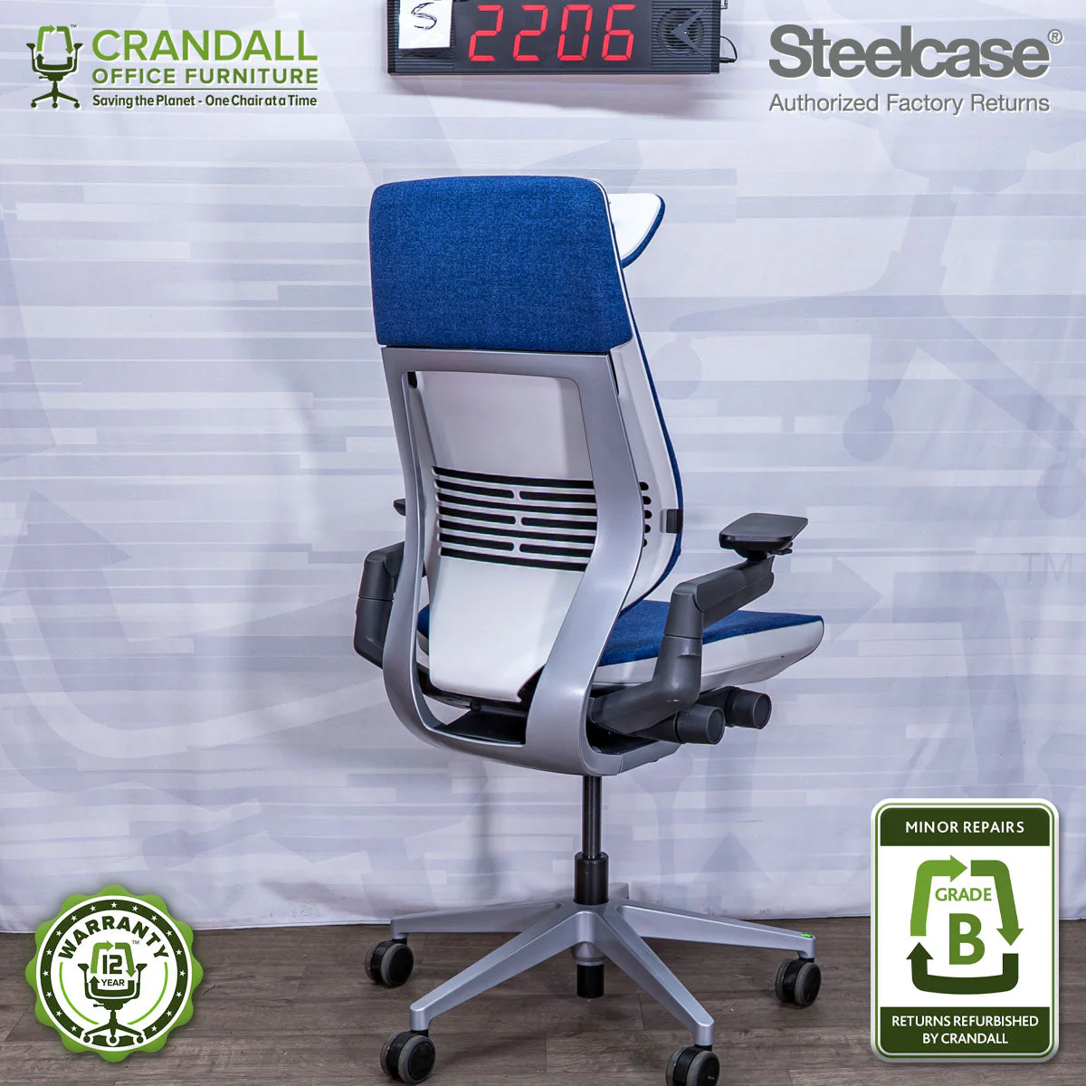 S-2206 - Steelcase Gesture with Headrest - Grade B - Image 2