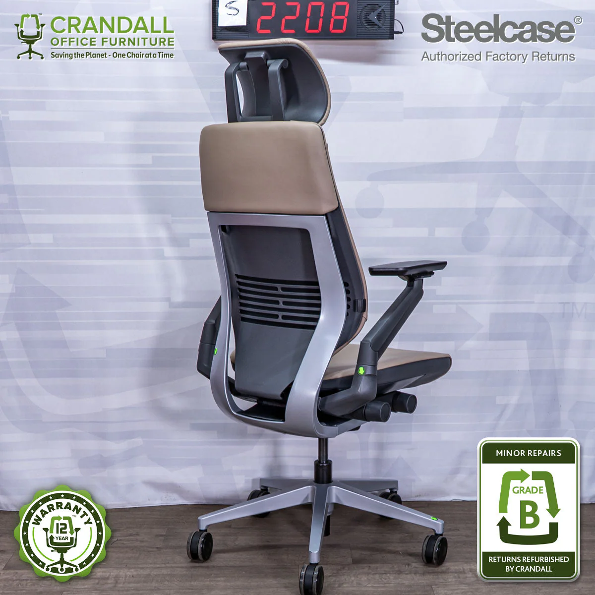 S-2208 - Steelcase Gesture with Headrest - Grade B - Image 2