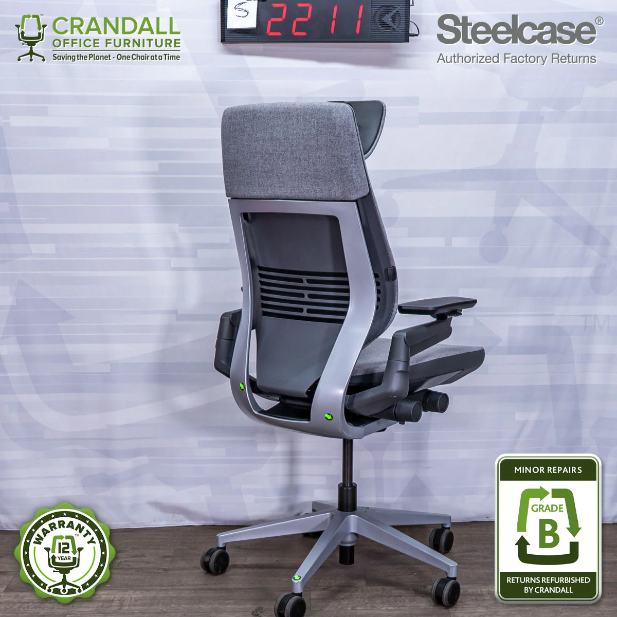 S-2211 - Steelcase Gesture with Headrest - Grade B - Image 2