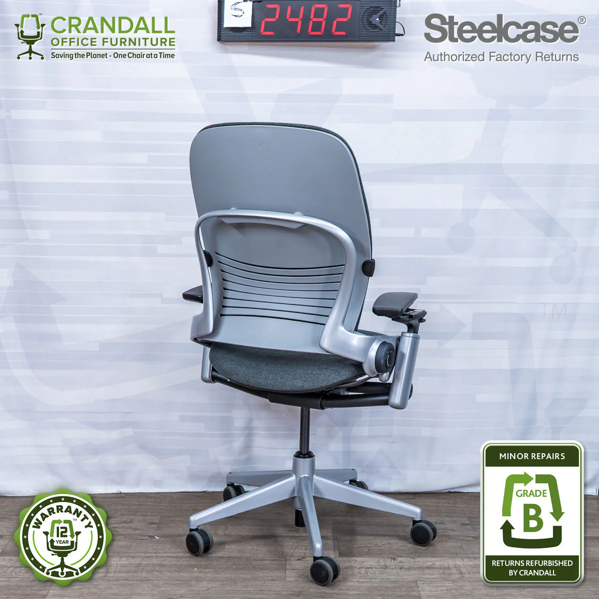 S-2482 - Steelcase V2 Leap - Grade B - Image 2