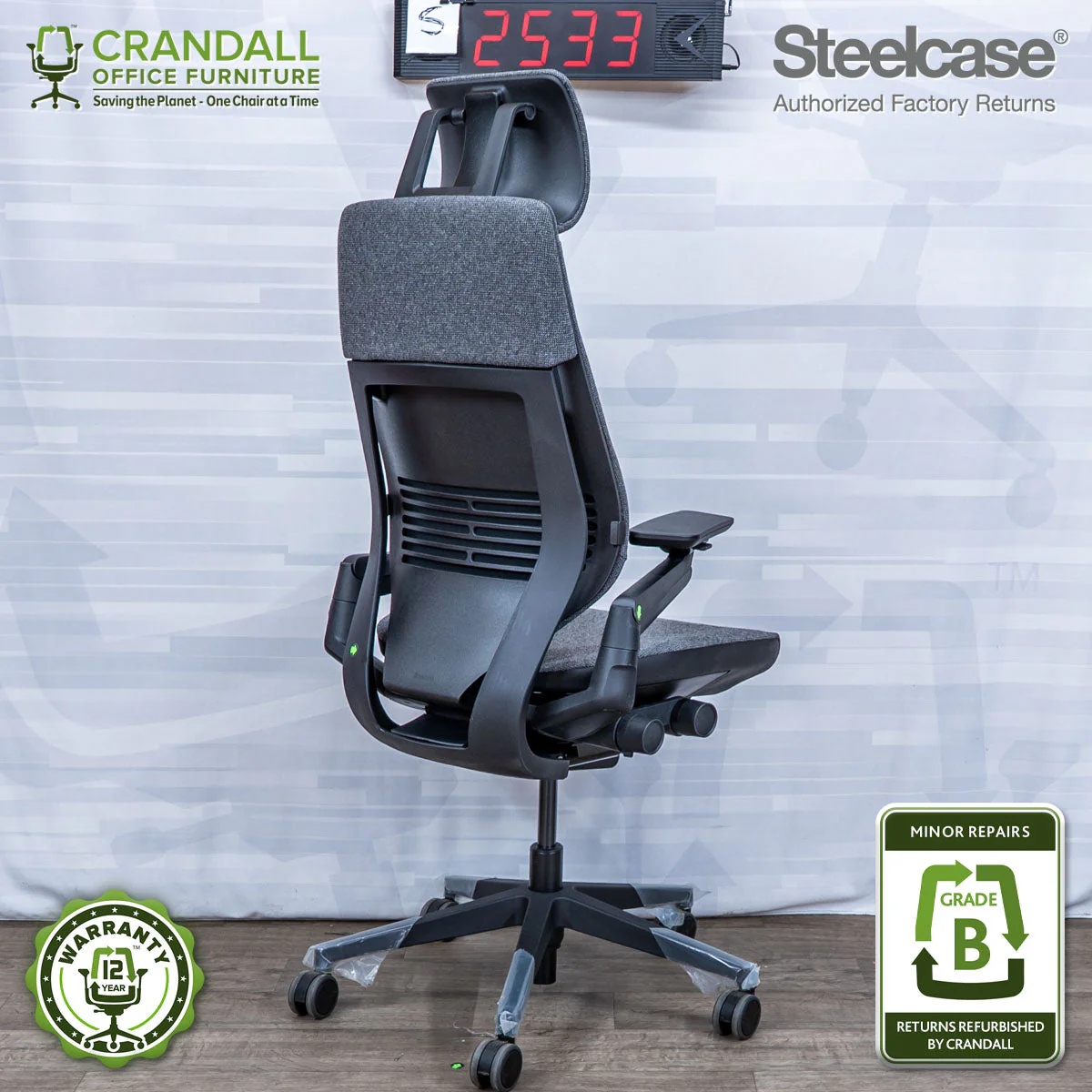 S-2533 - Steelcase Gesture with Headrest - Grade B - Image 2