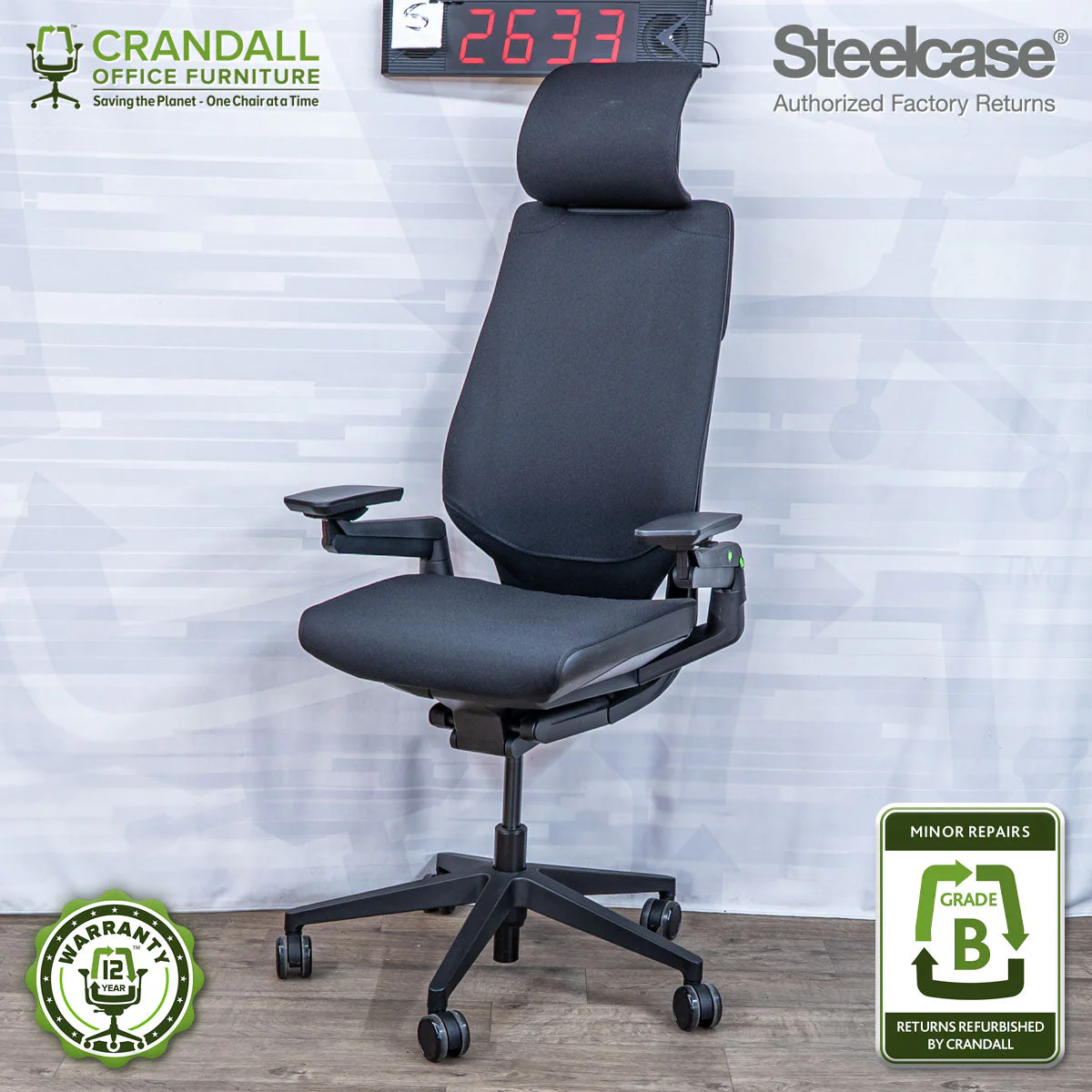 S-2633 - Steelcase Gesture with Headrest - Grade B