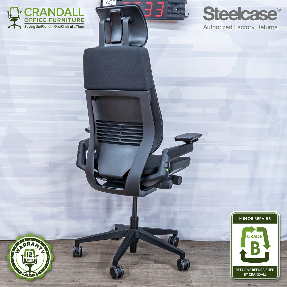 S-2633 - Steelcase Gesture with Headrest - Grade B - Image 2